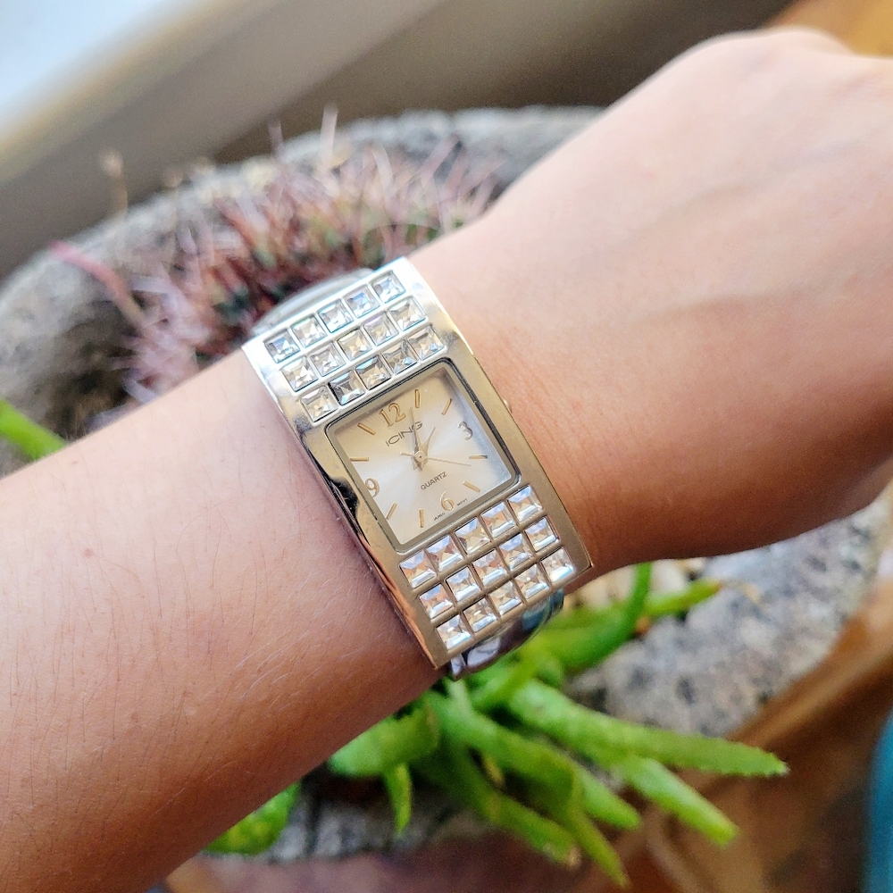 Classic Icing Silver Rhinestone Square Classic Sq… - image 1